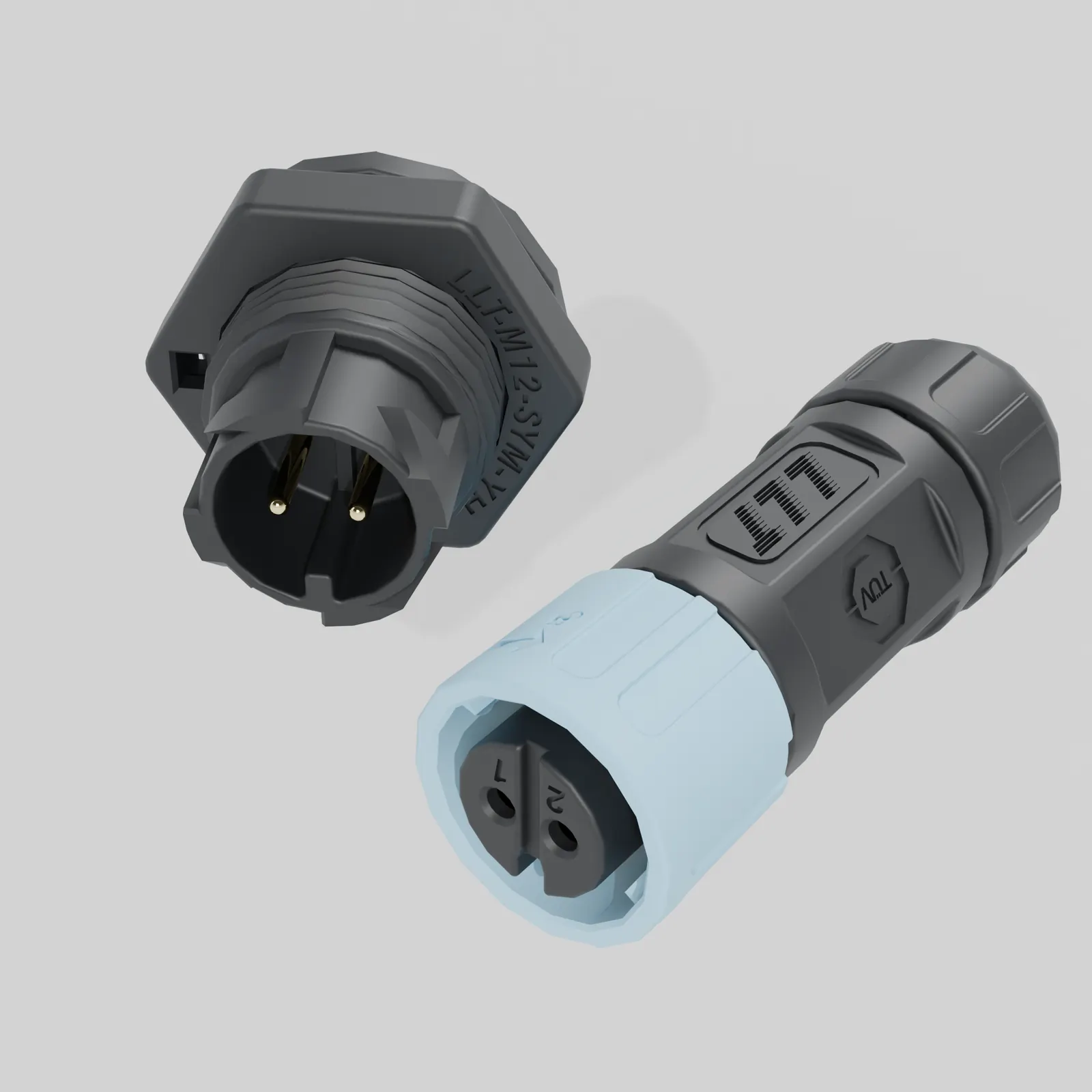 M12自锁前装面板连接器外观